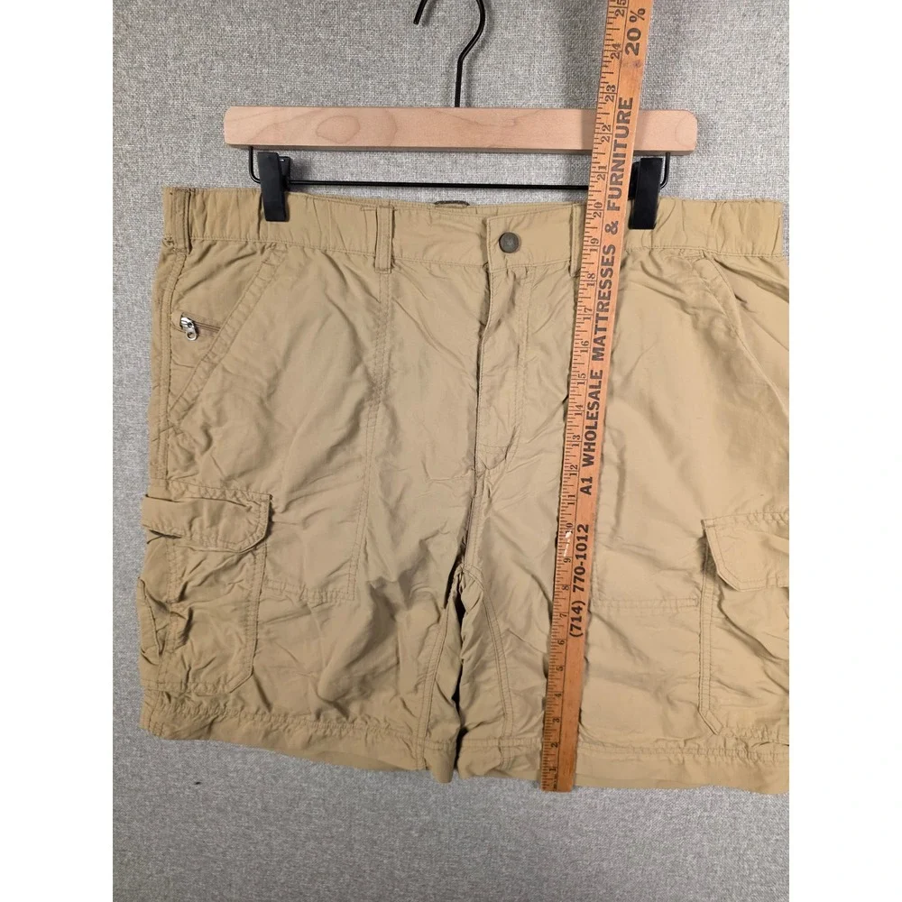 REI Sahara Mens Cargo Shorts Tan Khaki Nylon UPF 50+ Hiking Outdoor Size L 32L